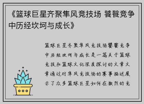 《篮球巨星齐聚隼风竞技场 饕餮竞争中历经坎坷与成长》